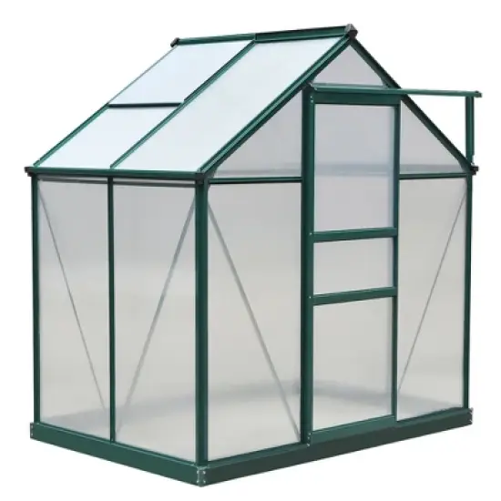Outsunny Polycarbonate Greenhouse, Heavy Duty Outdoor Aluminum Walk-in Green House Kit with Vent & Door for Backyard Garden image {3}