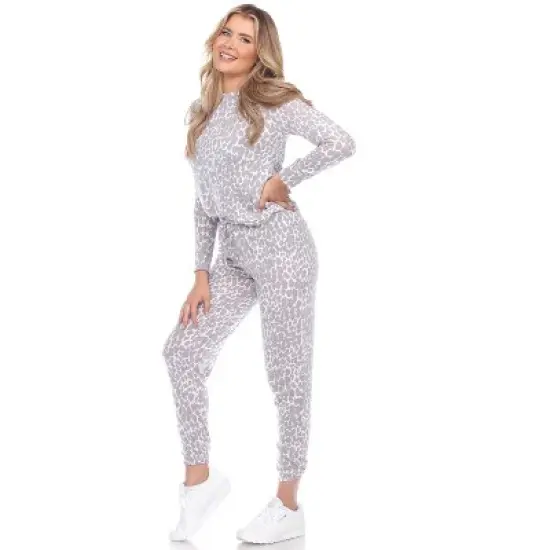 Women's 2 Piece Leopard Lounge Set - White Mark image {1}