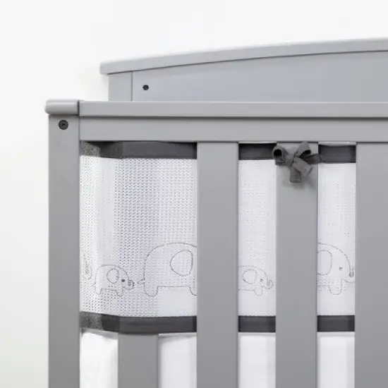 BreathableBaby Breathable Mesh Crib Liner - Deluxe Embroidered Collection - Elephants image {6}