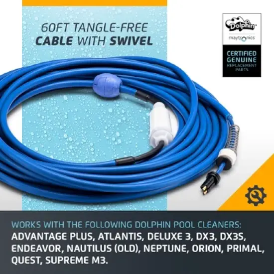 Dolphin Cable Assembly 2-Wire with Swivel for Nautilus (Old Style; not for CC Models) DX3, DX3S,  Replacement image {2}