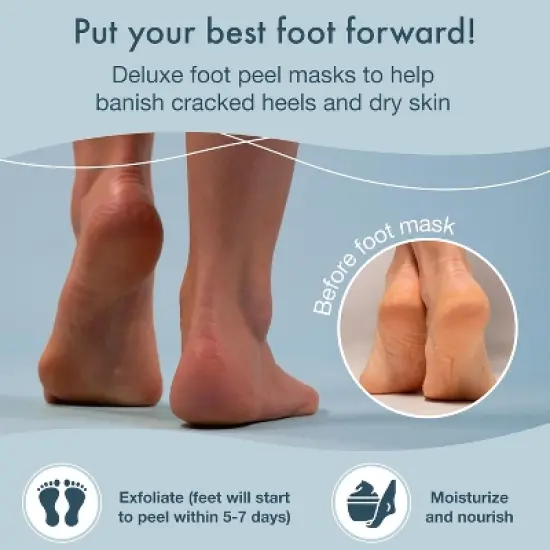 Blue Oasis Foot Peeling Mask - Exfoliating Foot Mask for Dry Cracked Feet, Avocado Cracked Heel Treatment, Moisturizing Foot Peel Mask, Luxury Foot image {5}