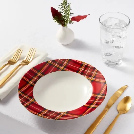 16oz 4pk Porcelain Plaid Dinner Bowls - Threshold&trade; image {1}