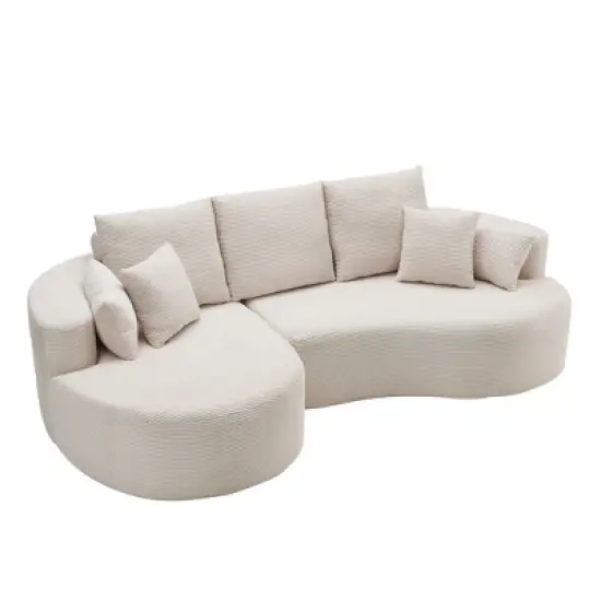 Christopher Knight Home Shamus 106" Modern Cozy Upholstered 4 Seater Curved Sectional Sofa with 7 Pillows image {4}