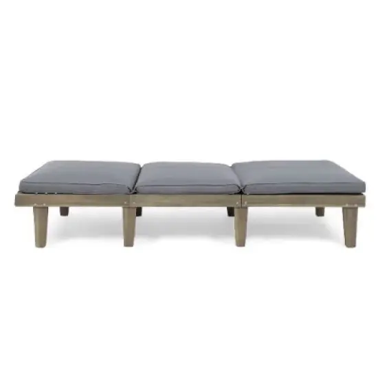 Acacia Wood Patio Chaise Lounge with Water-Resistant Cushion, Outdoor Furniture, Chaise Lounges Outdoor Chairs for Outside -Christopher Knight Home image {6}