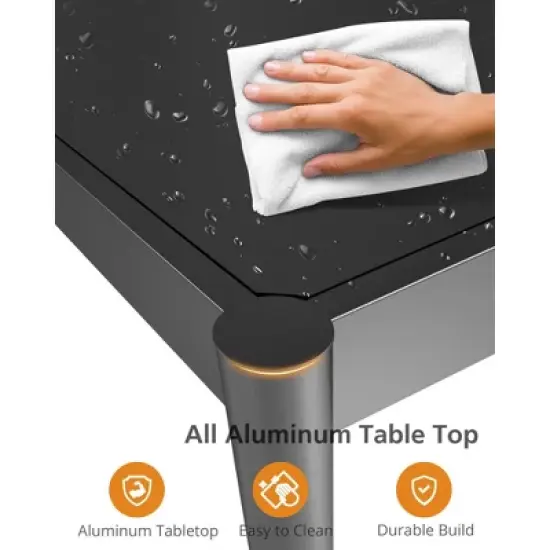 34.65" Aluminum Outdoor Dining Table for 4, Large Rectangular Patio Table with E-Coating for Backyard, Deck, Garden, Lawn image {5}