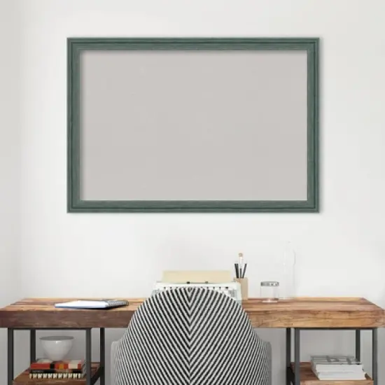 39"x27" Upcycled Wood Frame Gray Cork Board Teal - Amanti Art image {8}