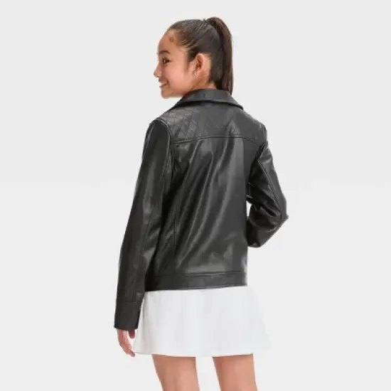 Girls' Faux Leather Moto Jacket - art class&trade; image {1}