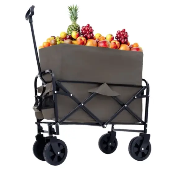 DSVIMOY Multi-use Bag Collapsible Foldable Wagon Cart, Beach Wagon Grocery Cart with Liner Bag and Cover, Orange, 25.98"*17.32"*37.4" image {3}