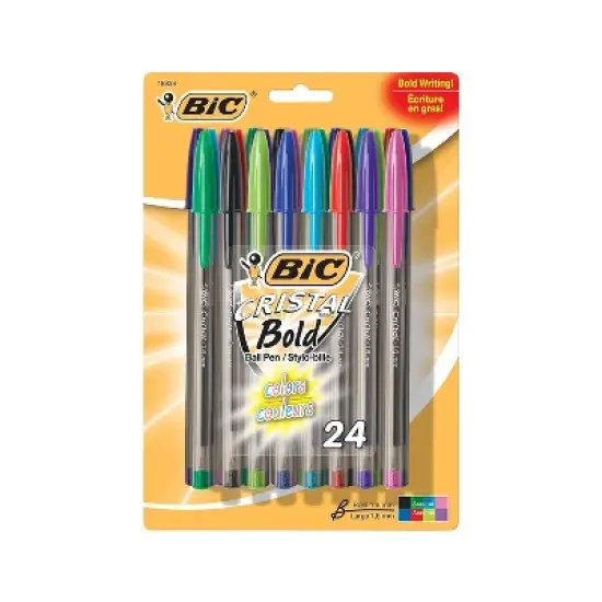 BIC Cristal Xtra Bold Stick Ballpoint Pen  Bold 1.6mm  Assorted Ink/Barrel  24/Pack MSBAPP241AST image {5}