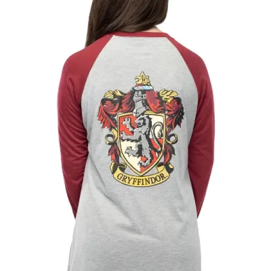 Juniors Harry Potter Hogwarts Houses Pajama Nightgown Raglan Sleep Shirt image {4}