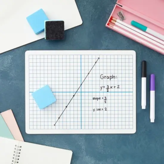 Bright Creations 12 Pack XY Axis Graph Whiteboard 9 x 12, Dry Erase Double-Sided Lap Board with 12 Erasers for Students (24 Piece Set) image {1}