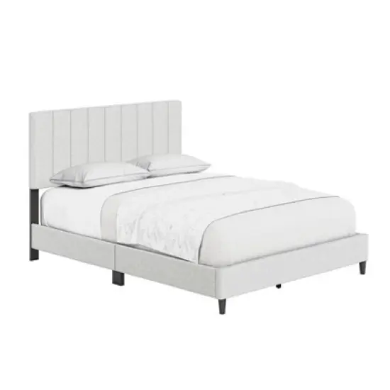 Malik Mid-Century Vertical Channel Linen Upholstered Platform Bed - Eco Dream image {2}
