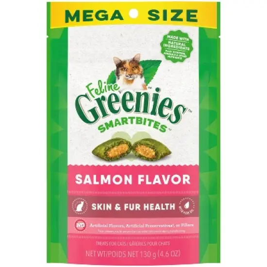 Greenies Smartbites Skin and Fur Health Salmon Flavor Cat Treats image {14}