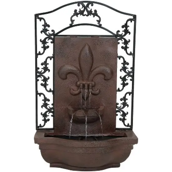 Sunnydaze 33"H Electric Polystone French Lily Design Outdoor Wall-Mount Water Fountain image {8}