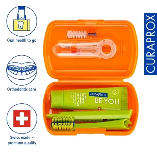 Curaprox Ortho Travel Set Orange, Complete On-the-Go Oral Care for Braces image {1}
