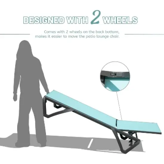 Okak Patio Chaise Lounge Outdoor Premium Aluminum Tanning Chair,Optional Table,Reclining Outdoor Chair Poolside Chaise for Beach,Deck&Garden image {4}