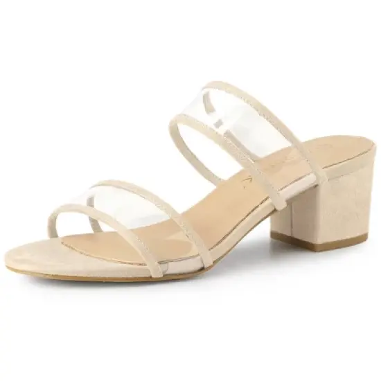Allegra K Women's Clear Strap Block Heel Slide Sandals image {9}