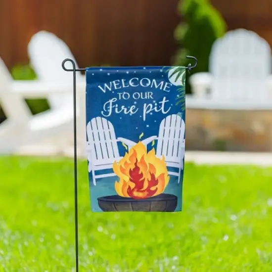 Welcome to Our Fire Pit Garden Suede Flag image {1}