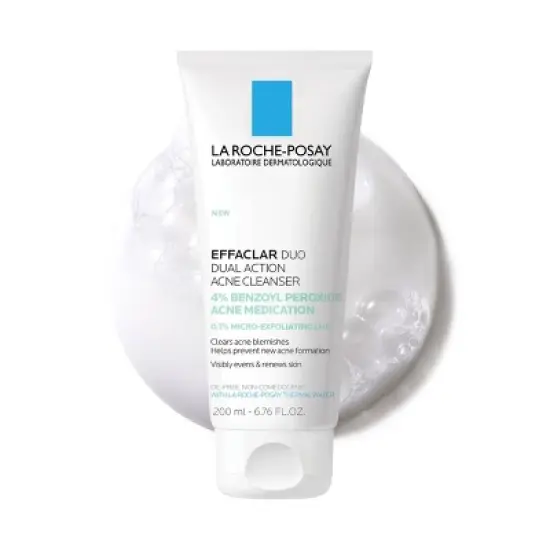La Roche Posay Effaclar Dual Action Acne Face Cleanser with 4% Benzoyl Peroxide - 6.7 fl oz image {1}