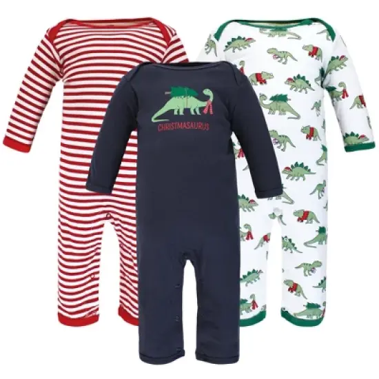 Hudson Baby Infant Boy Cotton Coveralls, Christmasaurus image {6}
