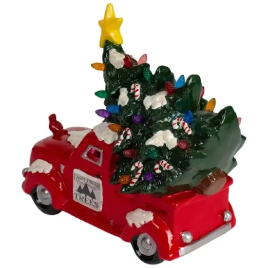 Northlight LED Lighted Vintage Truck with Tree Christmas Decoration - 8" - Red image {3}