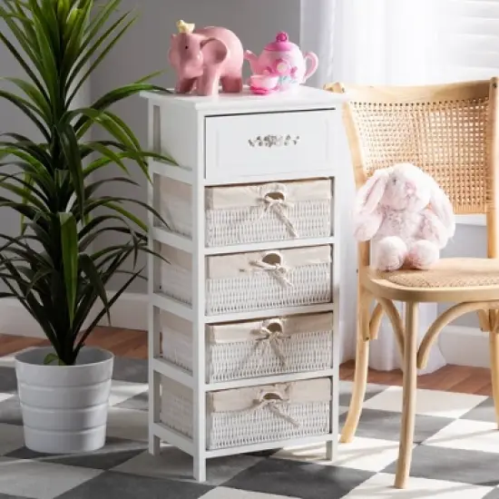 Madelia Wood 1 Drawer Storage Unit White - Baxton Studio image {8}