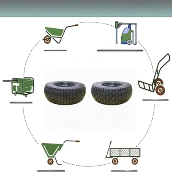 DSVIMOY 4-Pack Flat Free Tire and Wheel Assemblies, Compatible for 13*5-6 Solid Rubbe Riding Lawn Mower Wheels and Tires, Black, 13"*13"*6" image {3}