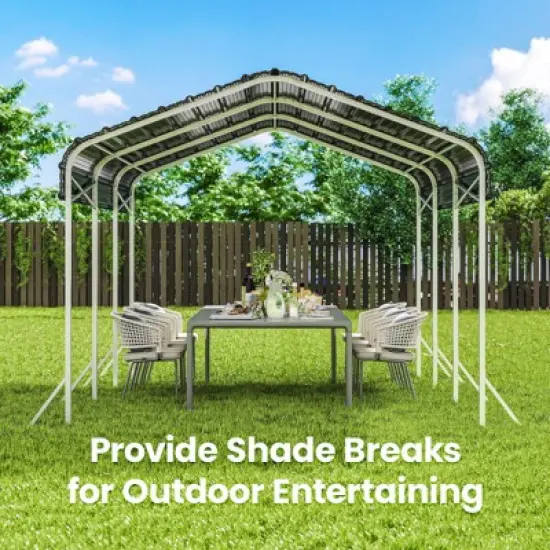 XBRIGH 12x20 Ft Carport, Heavy Duty Metal Car Port, All-Weather Protection, Easy Assembly for Cars, Trucks, Boats, Tractors, and Outdoor Storage image {7}