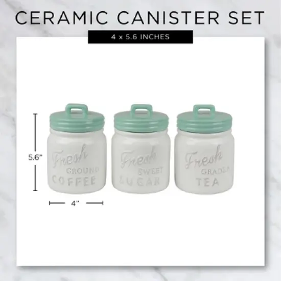 Design Imports Aqua Ceramic Jar Canister Set/3 image {10}