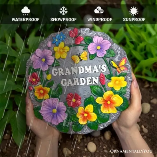 Grandma&rsquo;s Garden Floral Stepping Stone, 9.5" Decorative Outdoor Decoration| OrnamentallyYou image {3}