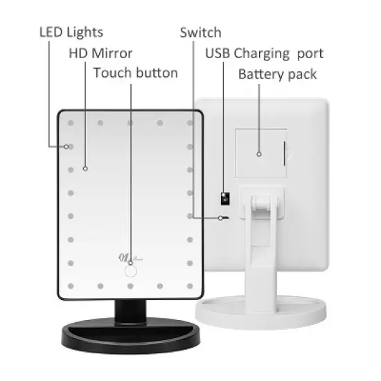Mber 22 LED Vanity Mirror With Lights, Tabletop Lighted Makeup Mirror with LED Light, Mirror Desk, 10.63"x6.5" image {2}