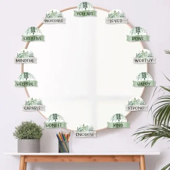 Big Dot of Happiness Eucalyptus Greenery - DIY Blank Paper Desk or Locker Labels - Classroom Name Tags - Set of 32 image {5}