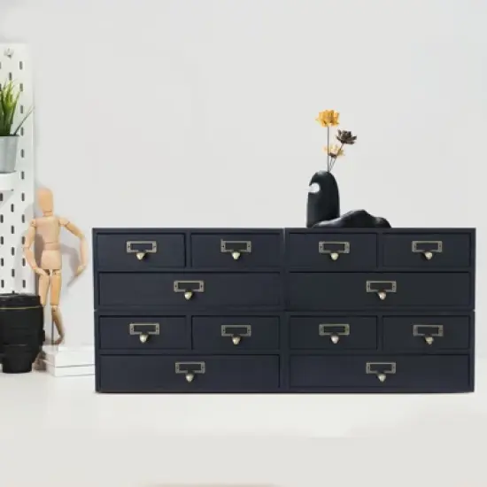 YIYIBYUS Wooden Storage Drawers for Tabletop, Desktop Organizer, Brown image {2}