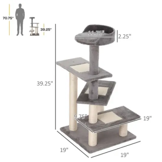 Kumasinova  5-Tier Spiral Modern Cat Tree,40" Cat Tower with Scratching Post,Cat Tree Tower with Perches & Play Center,Multi-Level Cat Furniture,Gray image {1}