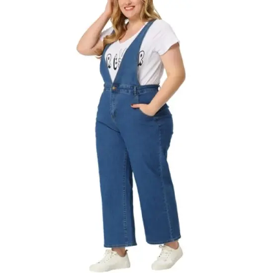Agnes Orinda Women's Plus Size Denim Overalls Strap Cross Back Jumpsuits image {5}
