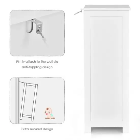Costway White Floor Storage Cabinet Bathroom Organizer Free Standing 2/3/4 Drawers image {8}