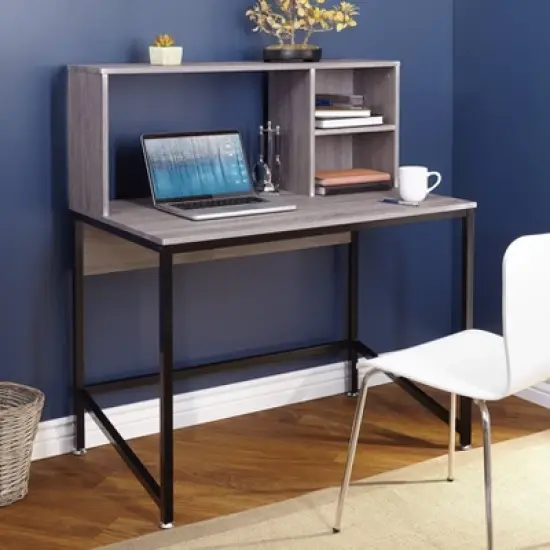 Ora Desk with Hutch - Black/Gray - Buylateral image {1}