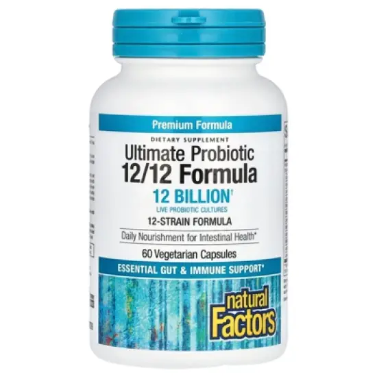 Natural Factors Ultimate Probiotic, 12/12 Formula, 12 Billion, 60 Vegetarian Capsules image {2}