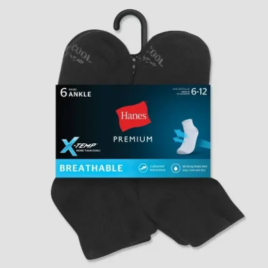 Hanes Premium Men's X-Temp Breathable Ankle Socks 6pk - 6-12 image {2}