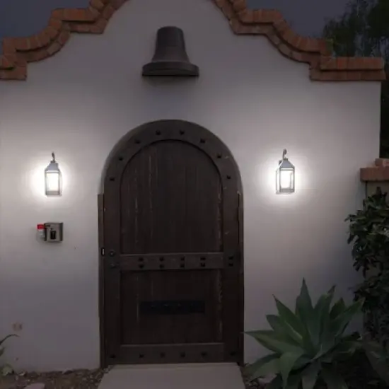 Solar Portable Hanging Outdoor Lantern with Hanger and Flame/Still Light Black - Techko Maid image {9}