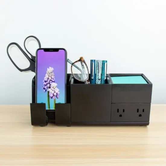 4pc Office Konnect Stackable Desk Organizer & Power Station Black - Bostitch: Charging Station, Office Supplies, USB Holder image {6}