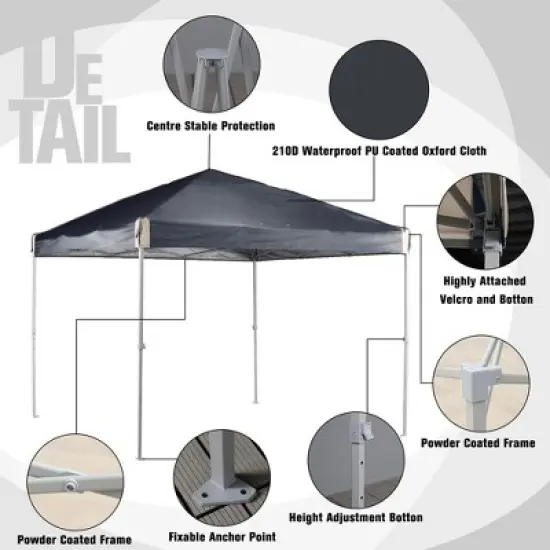 Aoodor 10' x 10' Pop Up Canopy Tent with Removable Mesh Sidewalls, Portable Instant Shade Canopy with Roller Bag image {6}