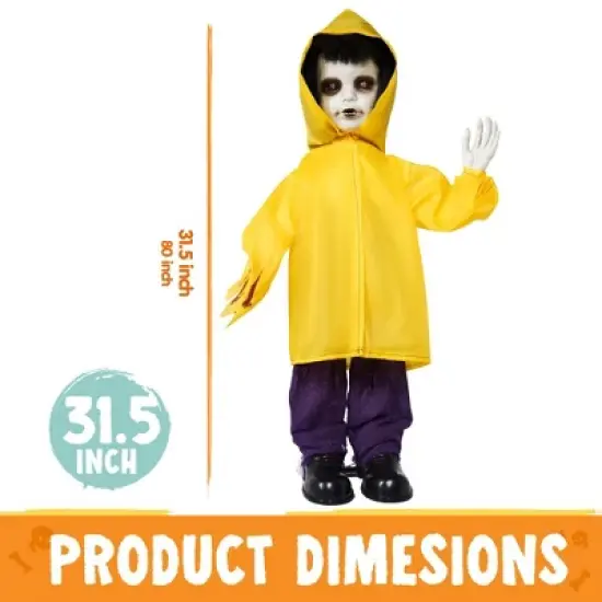 Joyfy 31.5'' Halloween Outdoor Decorations, Life Size Animatronics Ghost with Glowing Eyes for Halloween Party Supplies, Yard Lawn Outdoor Decoration image {6}