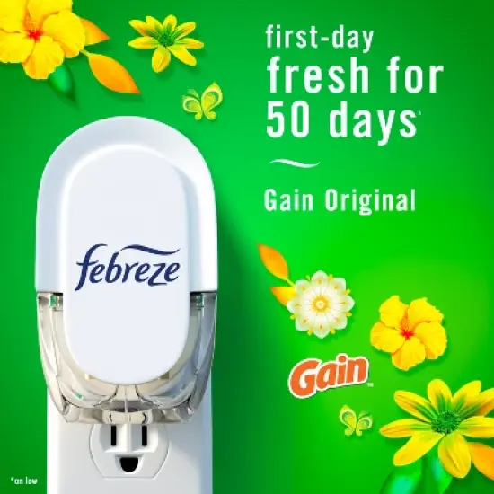 Febreze Plug Starter Kit Gain Original Air Freshener Refill - 0.87 fl oz/2ct image {3}