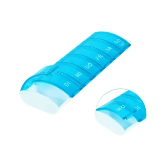 Unique Bargains 7 Compartment Single Row Pill Case Rose Red 1Pc image {2}