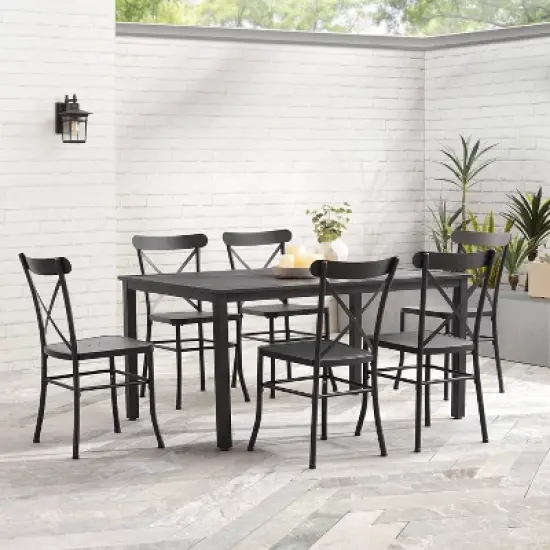 Astrid 7pc Outdoor Metal Dining Set - Matte Black - Crosley image {1}