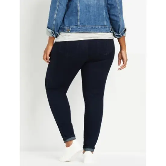 Indigo Blue Plus Size Secret Fit Belly Super Stretch Skinny Maternity Jeans | Motherhood Maternity image {2}