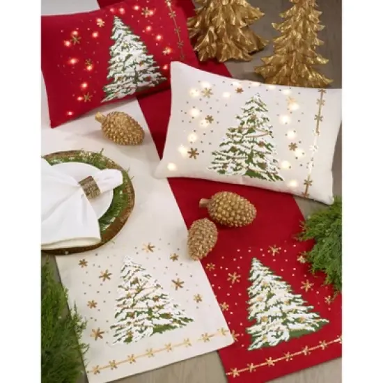 13"x72" Christmas Tree Runner White - Saro Lifestyle image {2}