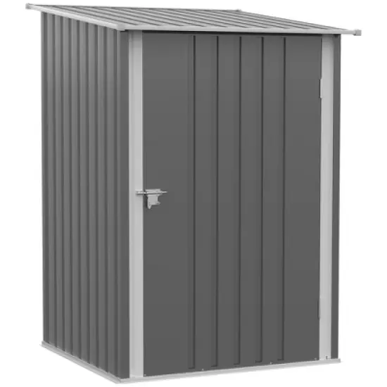 MOEPISY 3.3FT x 3.4FT Outdoor Storage Shed, Galvanized Metal Utility Garden Tool House, 2 Vents and Lockable Door, Gray image {5}