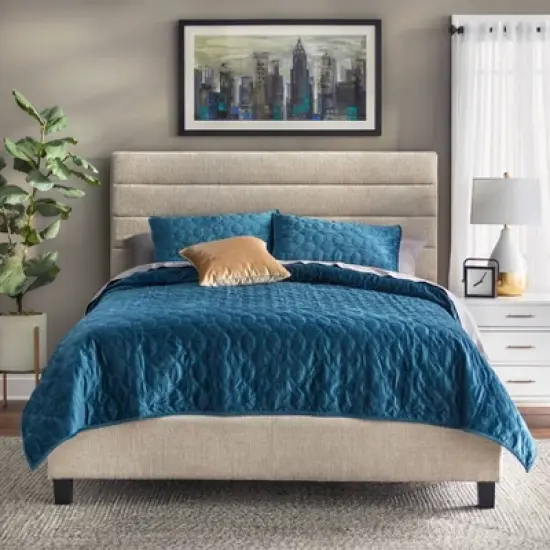 Queen Raquel Channel Upholstered Headboard - Lifestorey image {2}